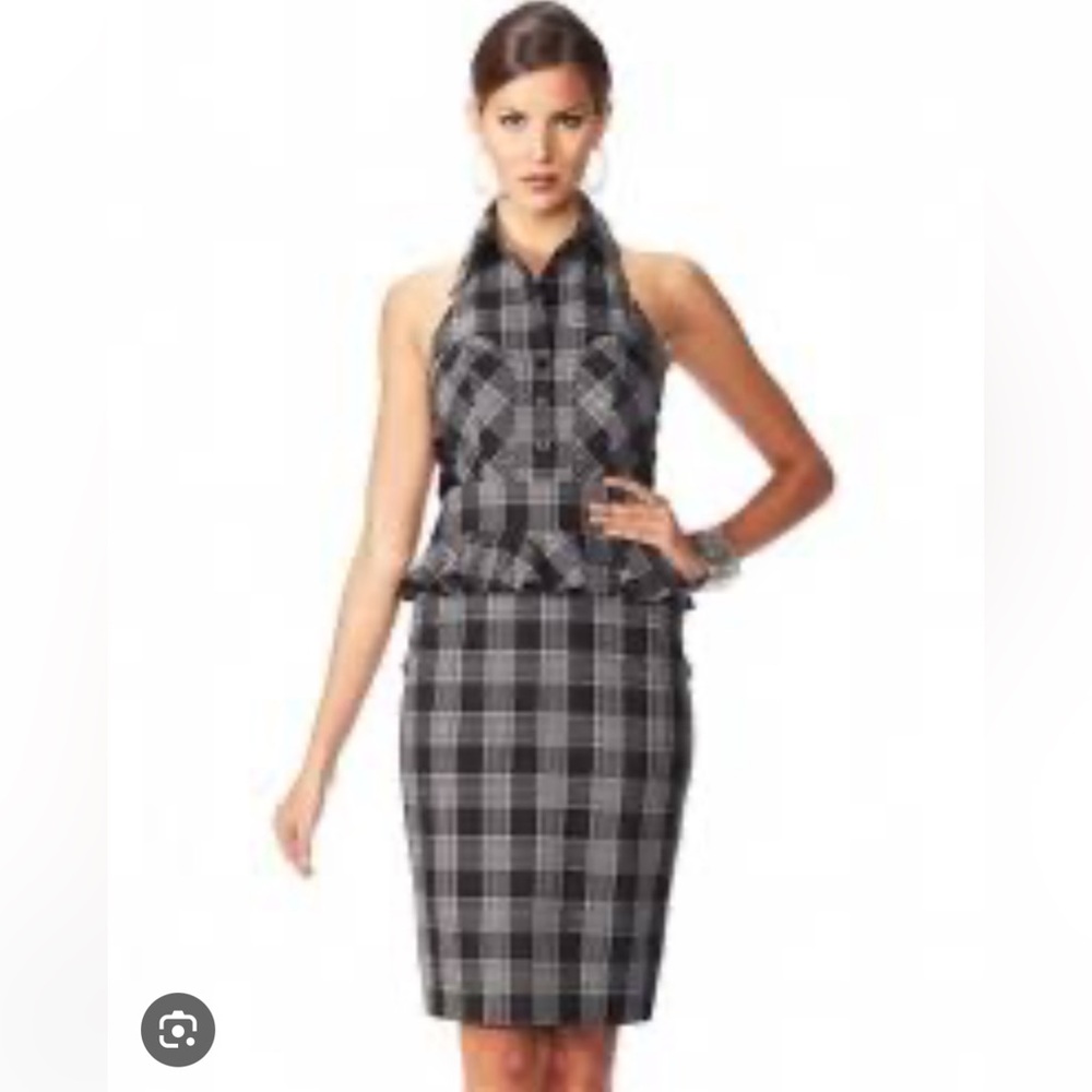 Bebe Black and White Pencil Skirt Knee-Length Workwear